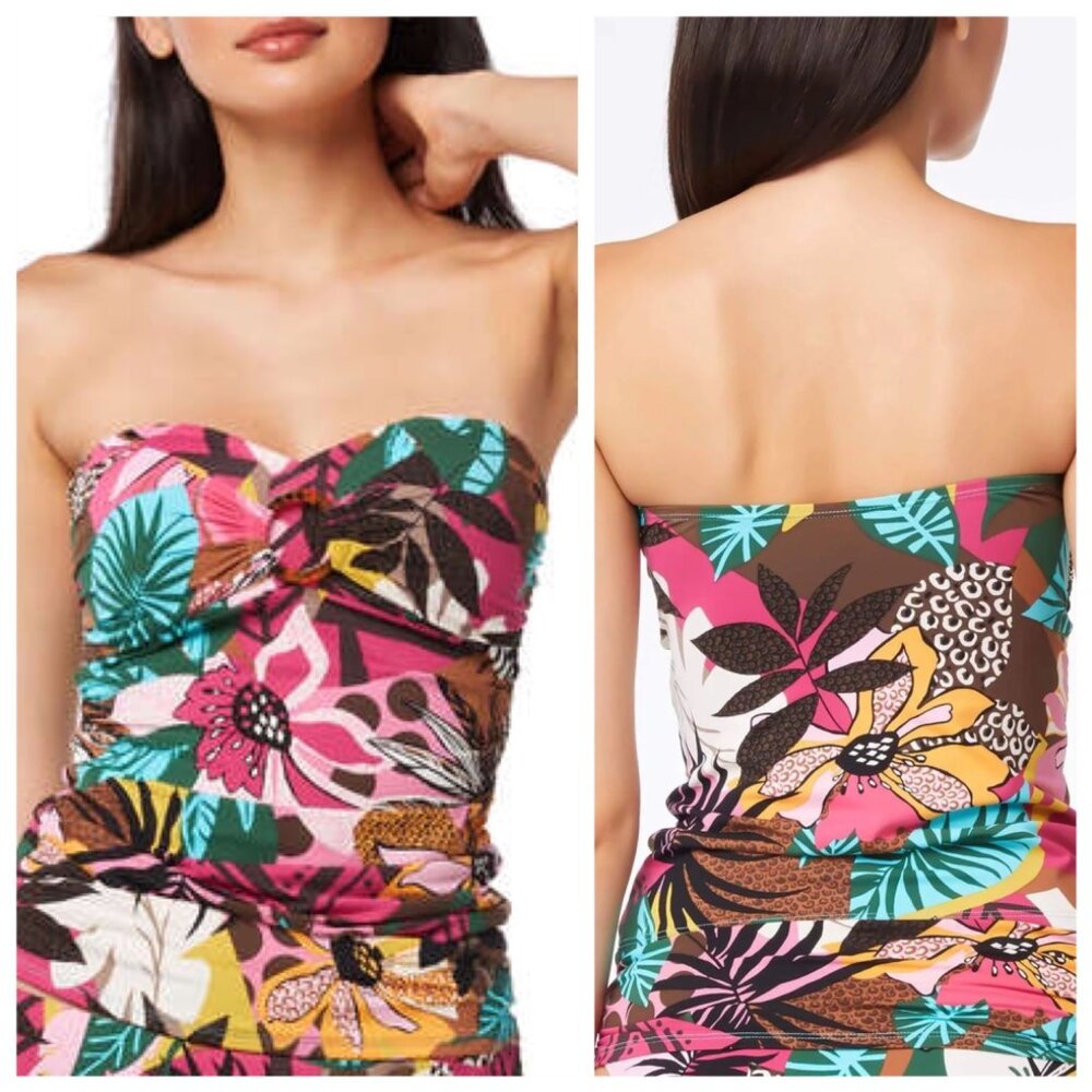 NWT Bleu Rod Beattie Women's Strapless Floral Print Bikini Top, Size 6